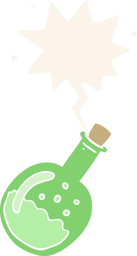 cartoon potion and speech bubble in retro style vector