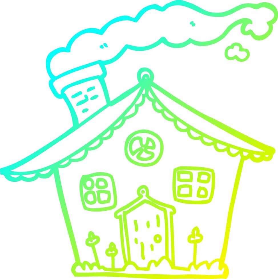 cold gradient line drawing cartoon house vector