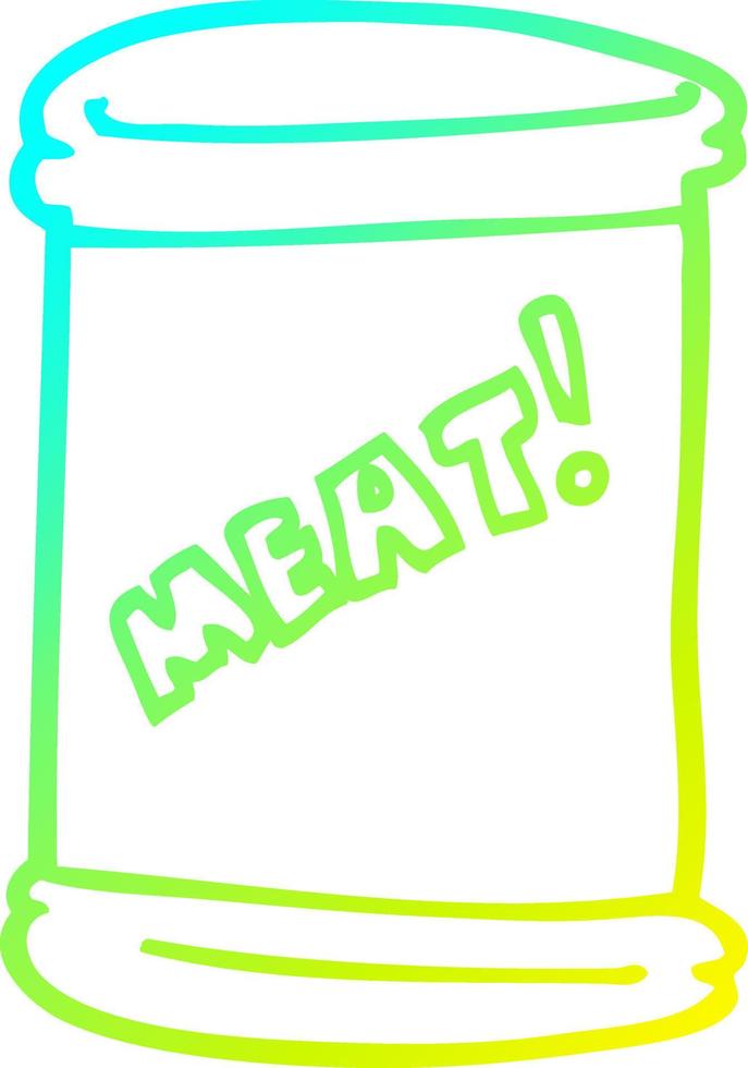 cold gradient line drawing cartoon can of meat vector