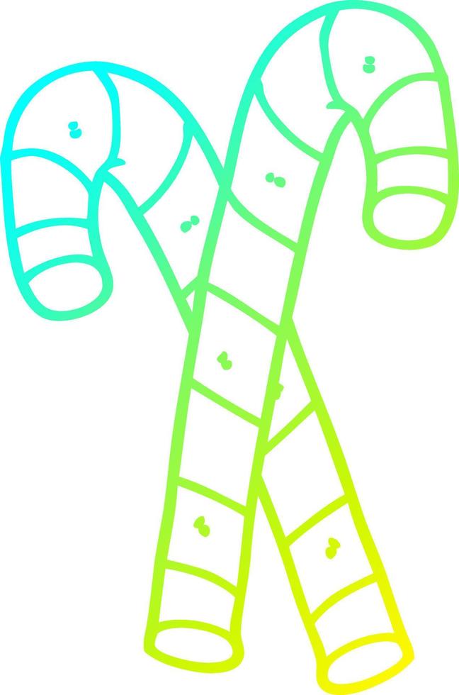 cold gradient line drawing cartoon candy canes vector