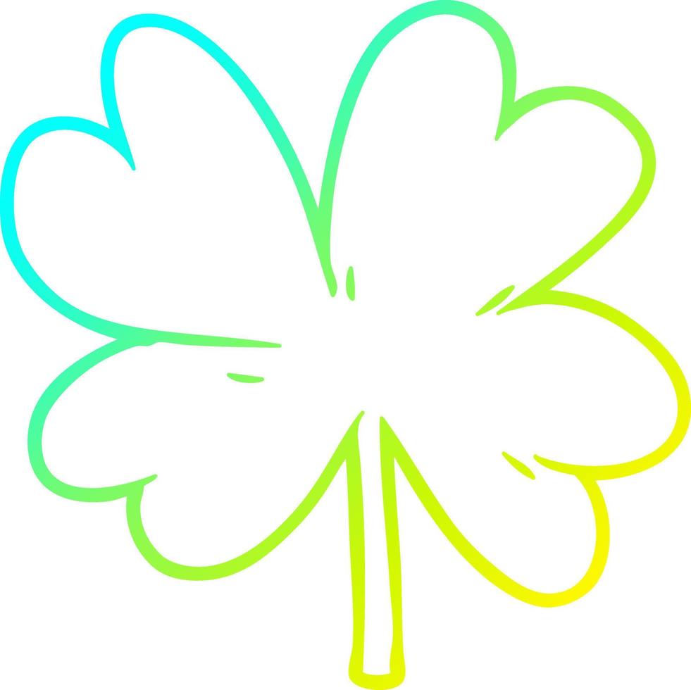 cold gradient line drawing cartoon four leaf clover vector