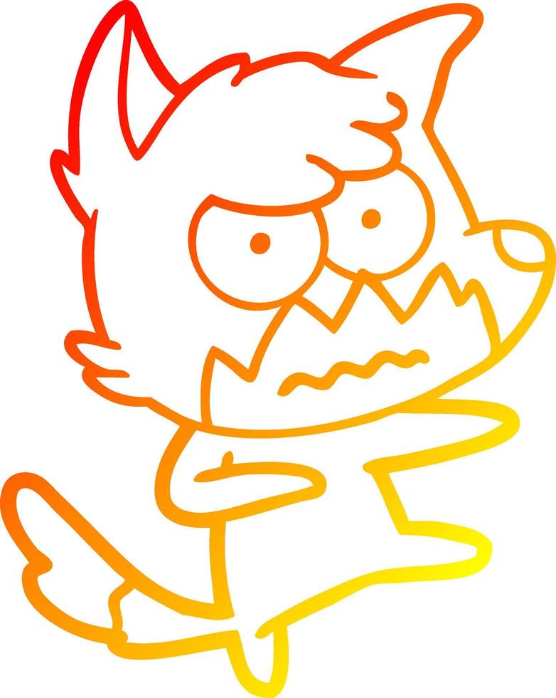 warm gradient line drawing cartoon annoyed fox vector