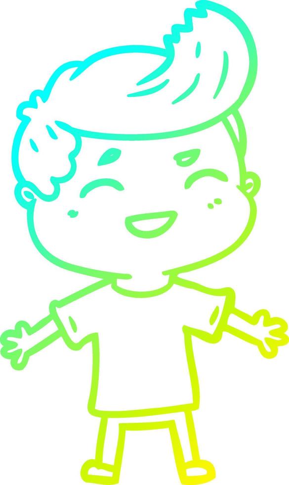 cold gradient line drawing cartoon man laughing vector