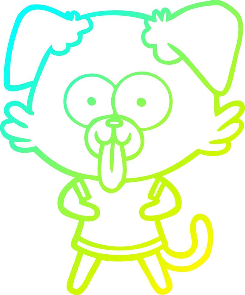 cold gradient line drawing cartoon dog with tongue sticking out vector
