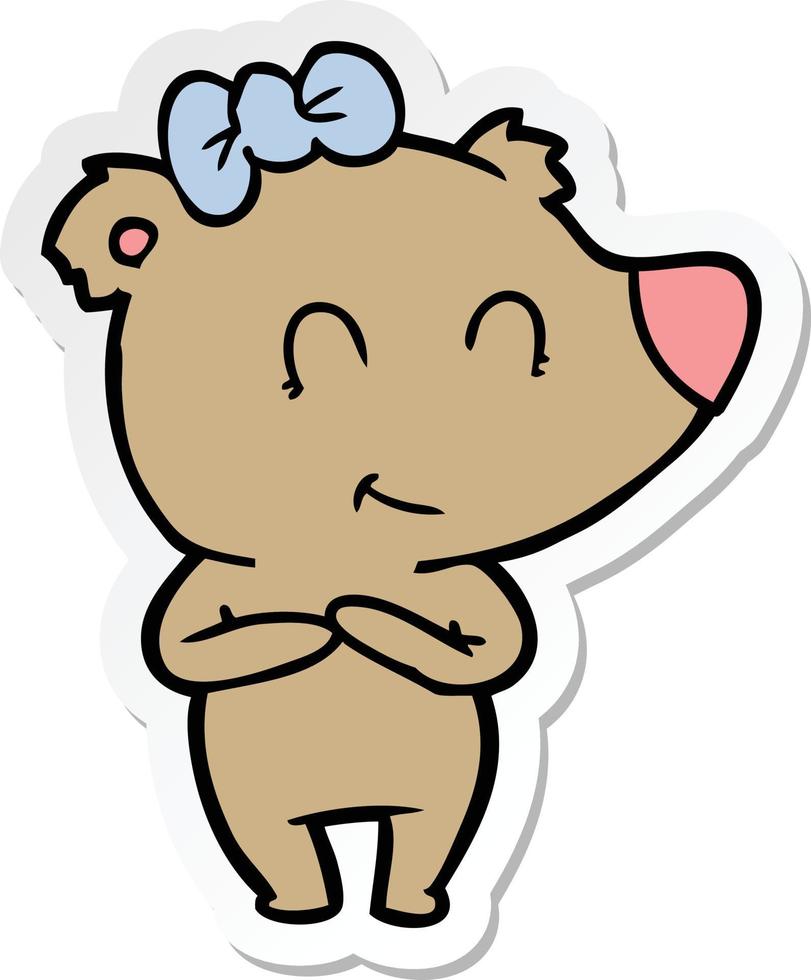 sticker of a female bear cartoon vector