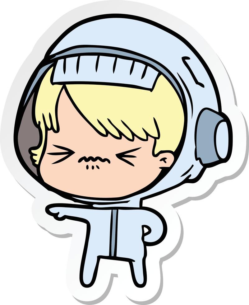 sticker of a angry cartoon space girl vector