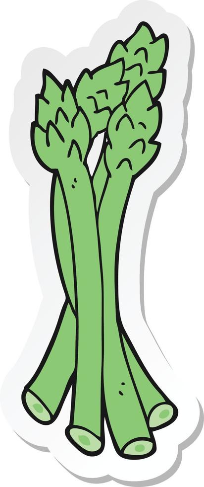 sticker of a cartoon asparagus vector