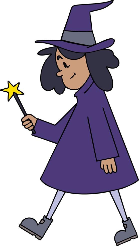 quirky hand drawn cartoon witch vector