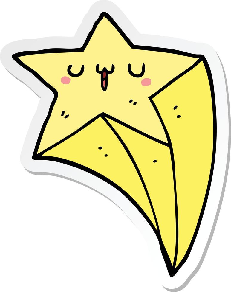 sticker of a cartoon shooting star vector