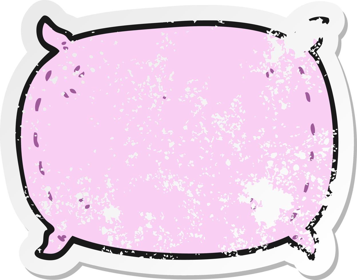 distressed sticker of a cartoon pillow vector