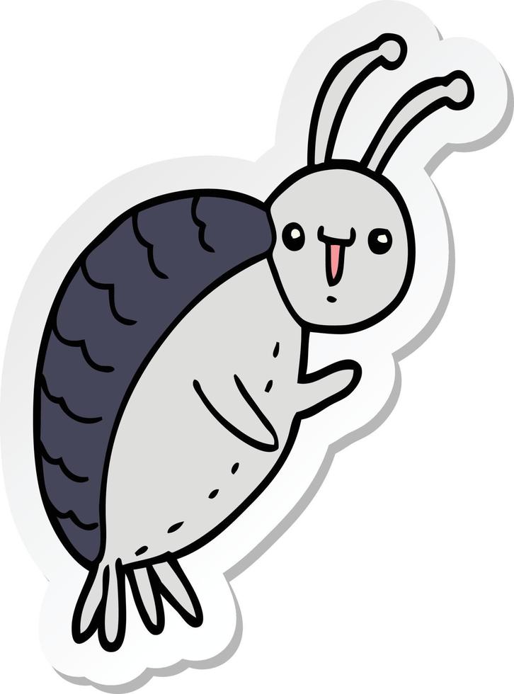 sticker of a cartoon beetle vector
