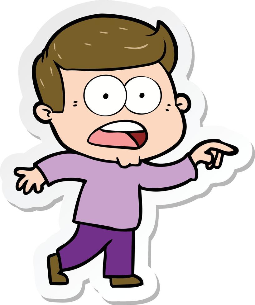 sticker of a cartoon shocked man vector