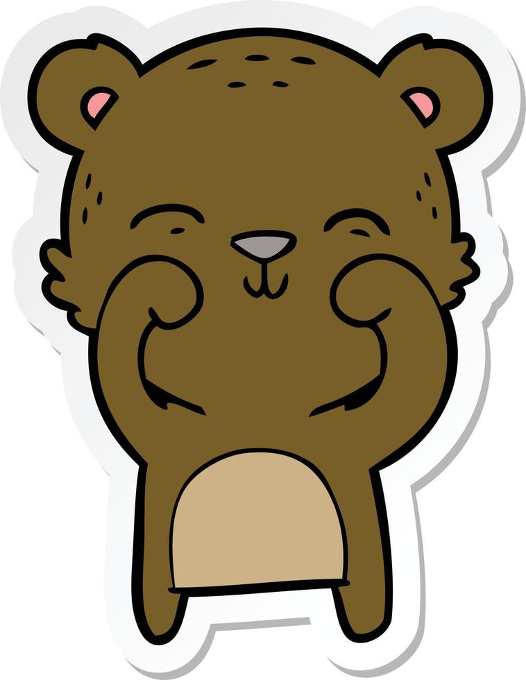 sticker of a happy cartoon bear vector