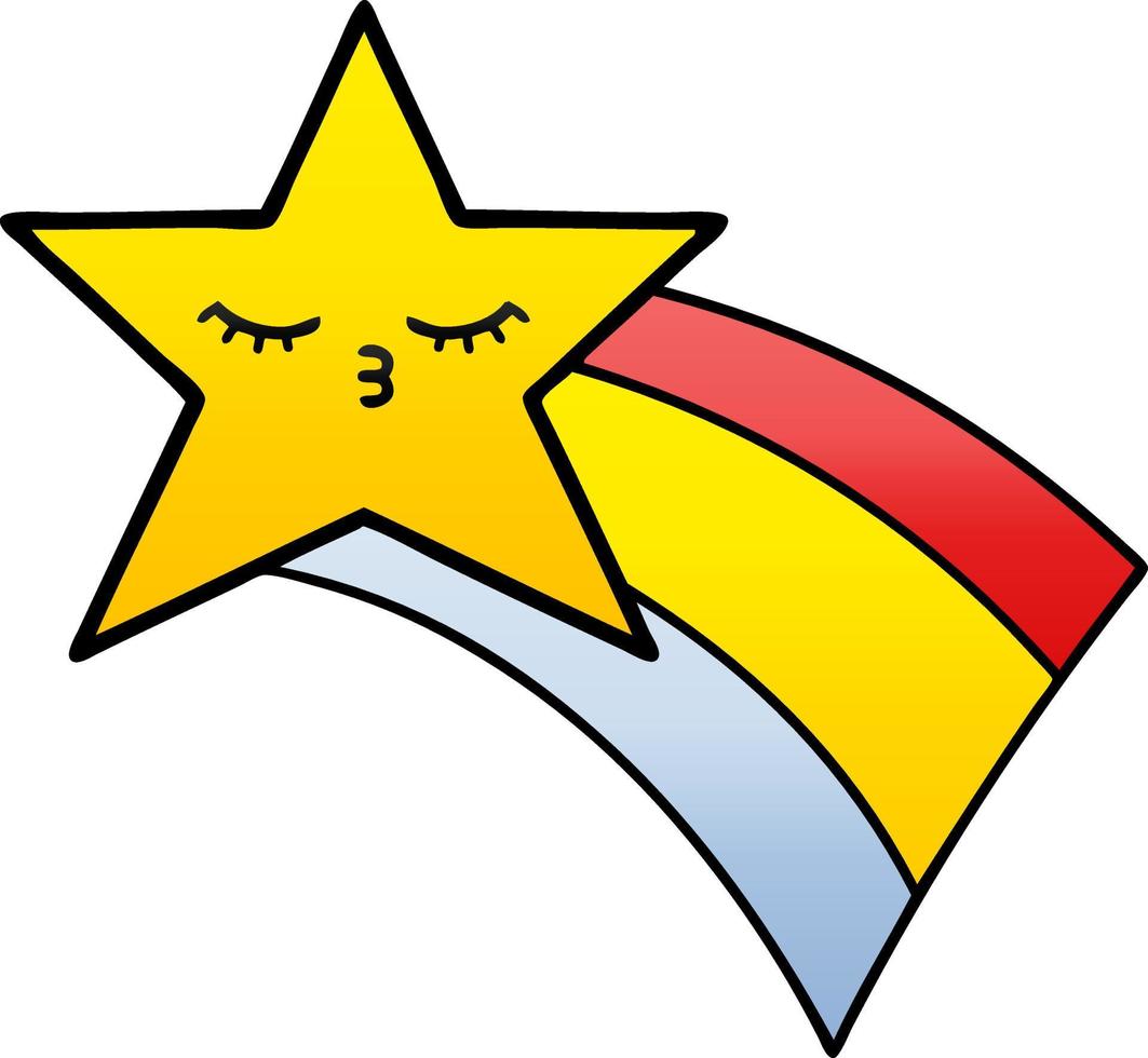 gradient shaded cartoon shooting rainbow star vector