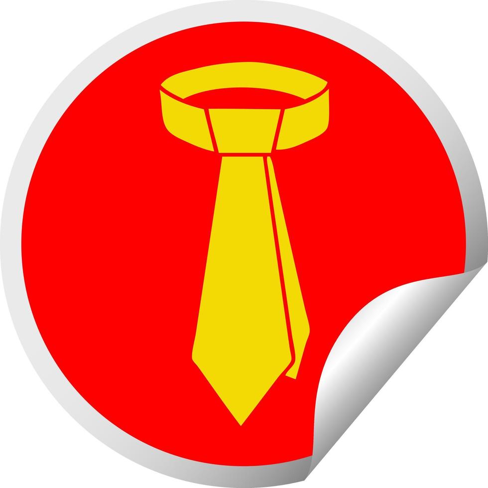 quirky circular peeling sticker cartoon neck tie vector