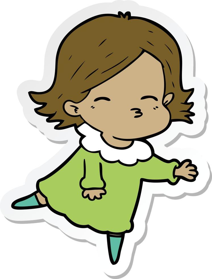 sticker of a cartoon woman vector