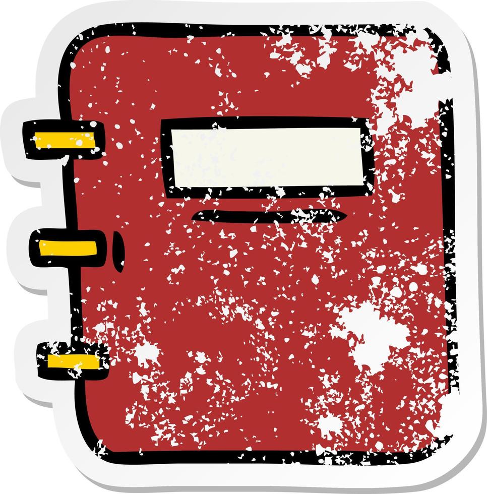 distressed sticker of a cute cartoon note book vector