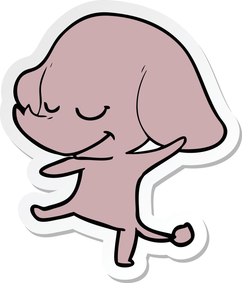 sticker of a cartoon smiling elephant vector