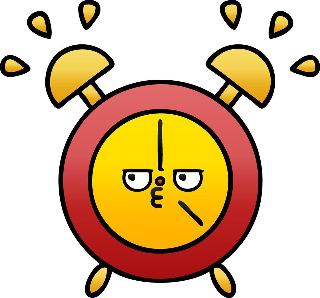 gradient shaded cartoon alarm clock vector
