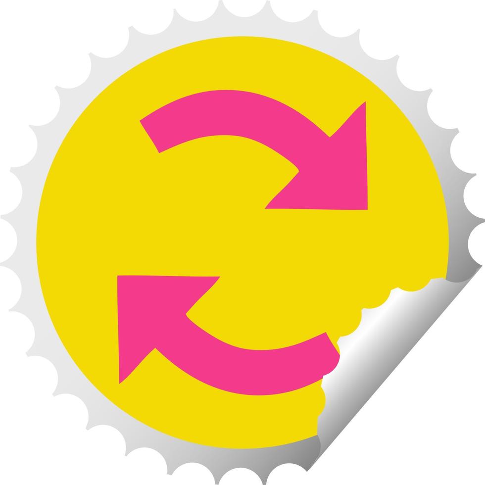 circular peeling sticker cartoon recycling arrows vector