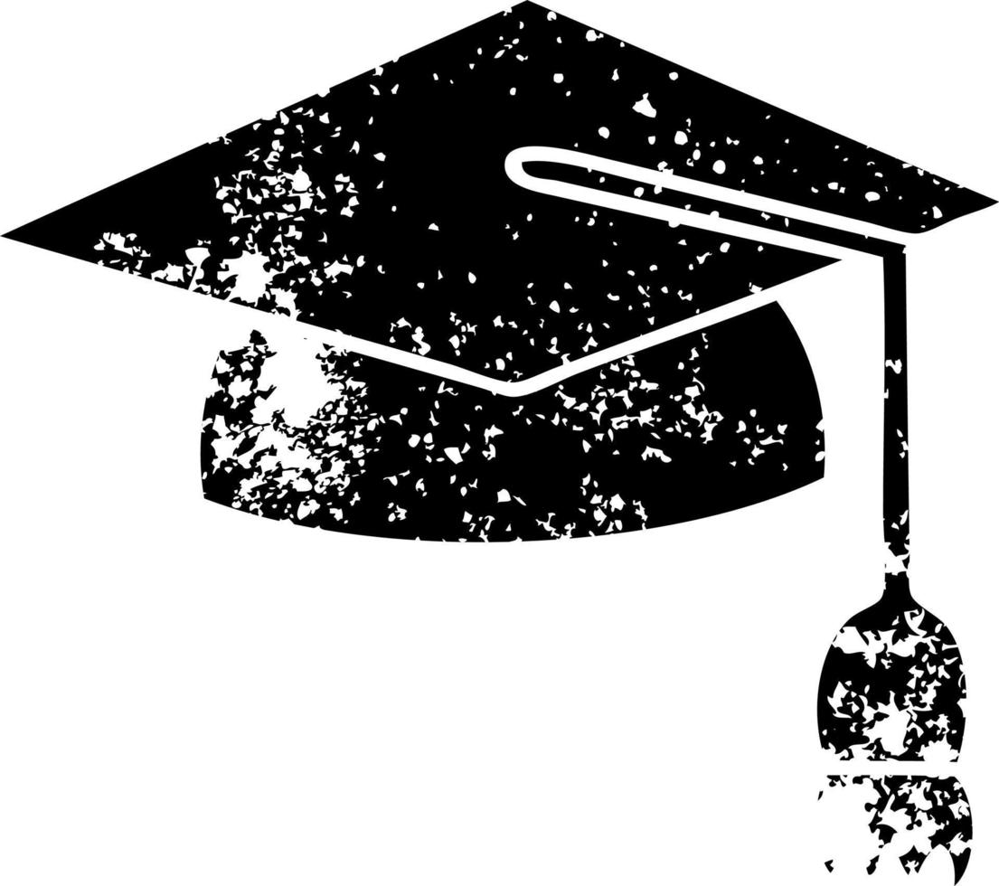 distressed symbol graduation cap vector