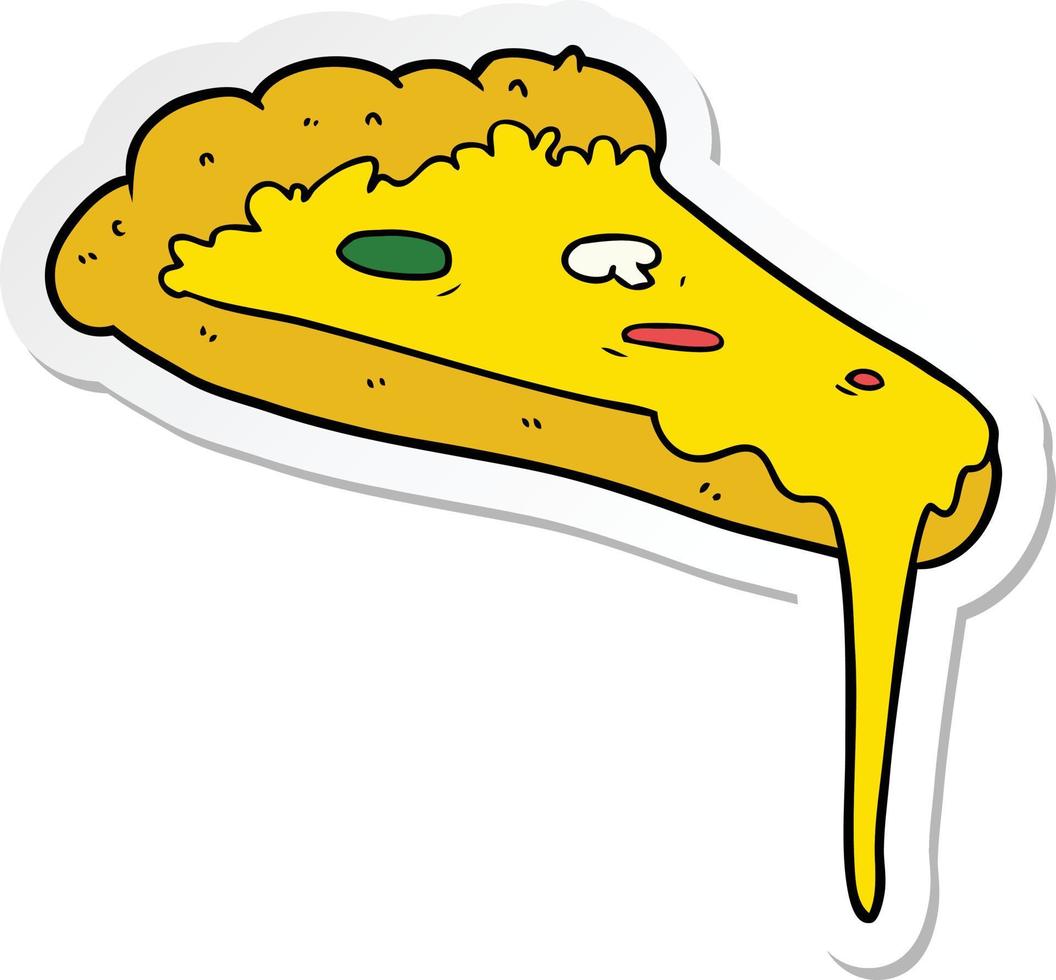 sticker of a cartoon slice of pizza vector