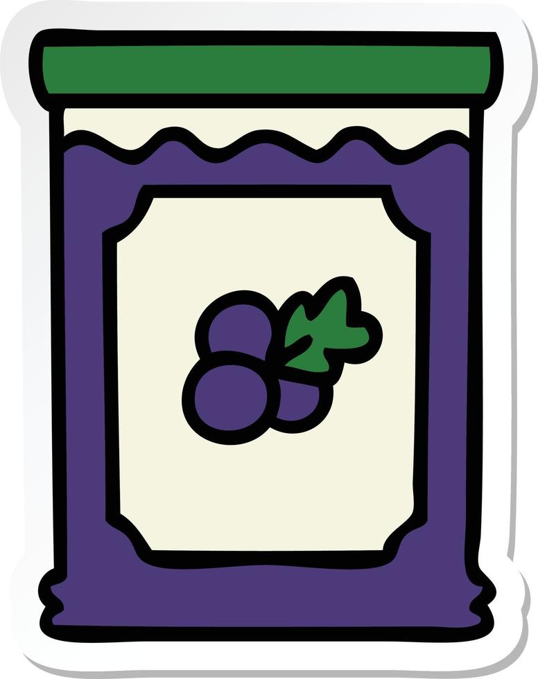sticker of a quirky hand drawn cartoon blueberry jam vector
