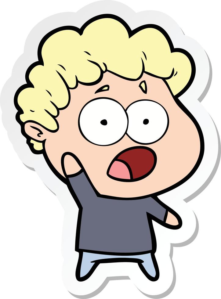 sticker of a cartoon shocked man vector