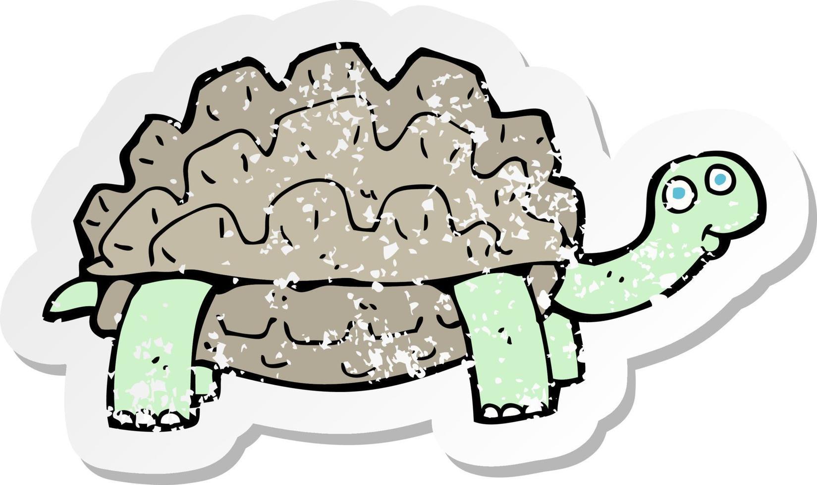 retro distressed sticker of a cartoon tortoise vector