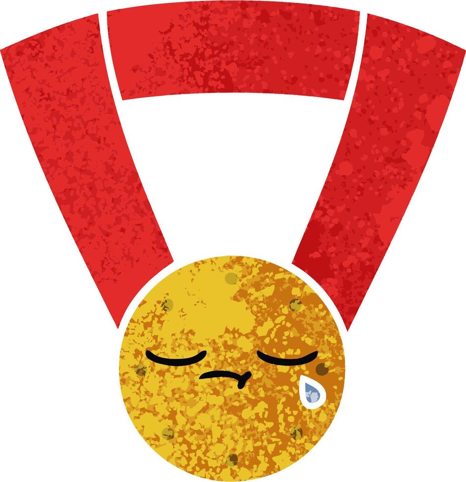 retro illustration style cartoon gold medal vector