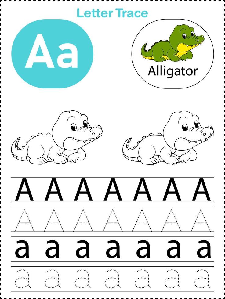 Alphabet letters tracing worksheets for kids a-z printable files vector