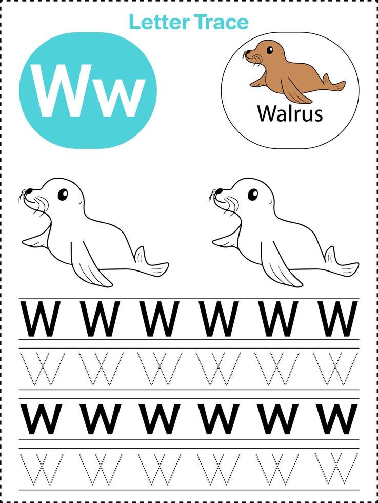 Alphabet letters tracing worksheets for kids a-z printable files vector