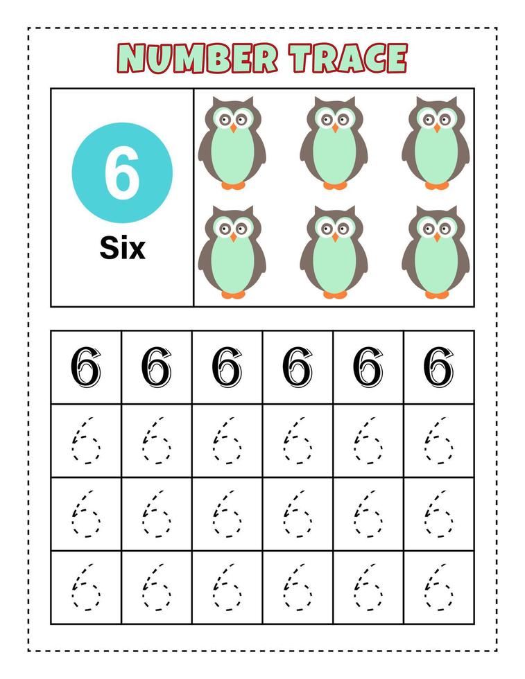 Number Tracing for preschool and kindergarten kids to practice number One - Ten. Vector Illustration. Number 1-10.