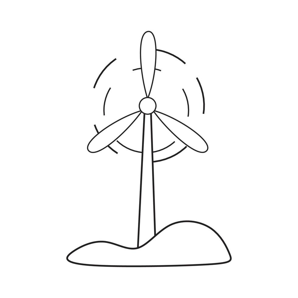 Wind turbine logo or icon - vector simple thin line eco energy symbol and illustration