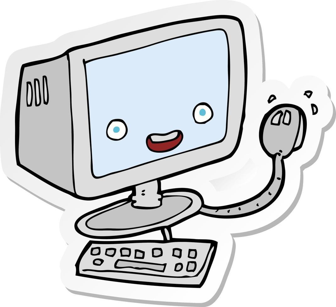 sticker of a cartoon computer vector