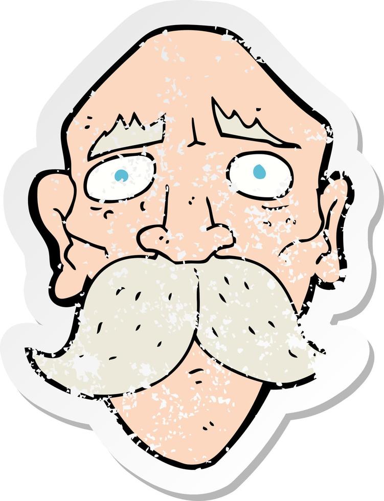 retro distressed sticker of a cartoon sad old man vector