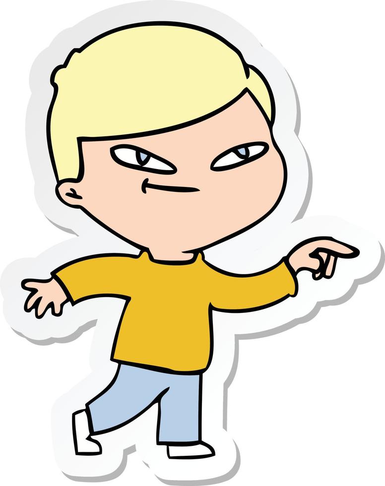 sticker of a cartoon pointing man vector