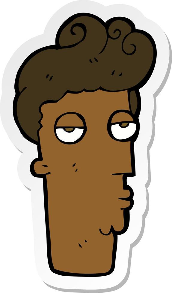 sticker of a cartoon bored mans face vector