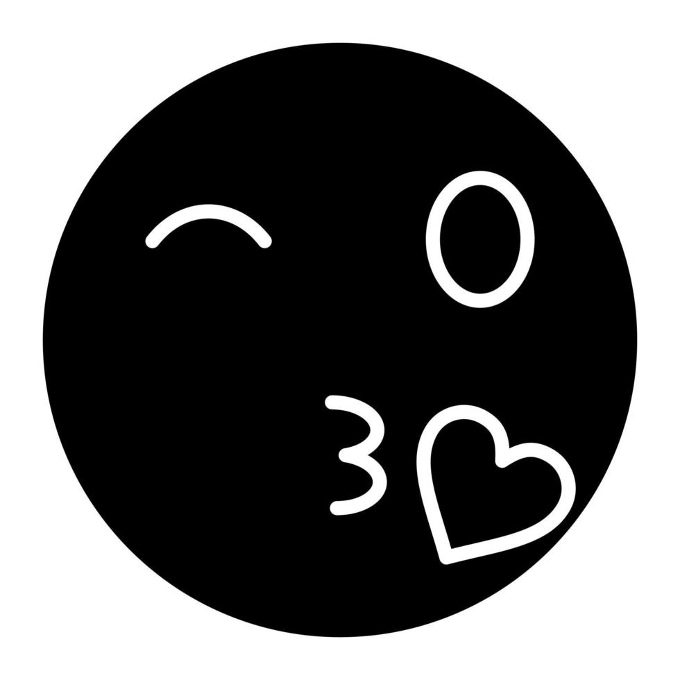 Face Blowing a Kiss Glyph Icon vector