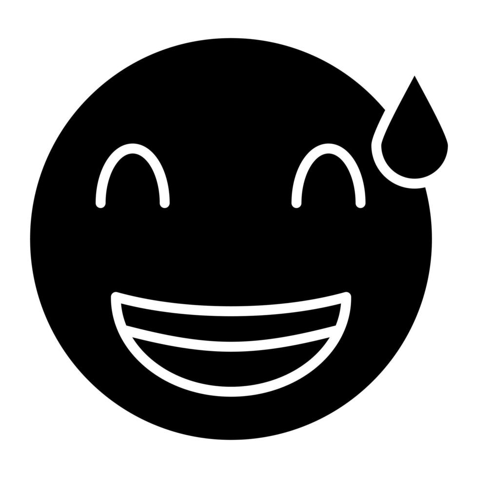 Grinning Face with Sweat Glyph Icon vector