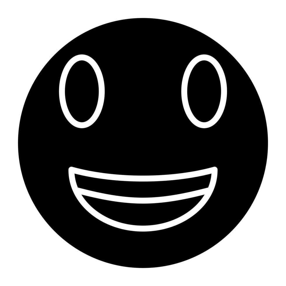 Grinning Face with Big Eyes Glyph Icon vector
