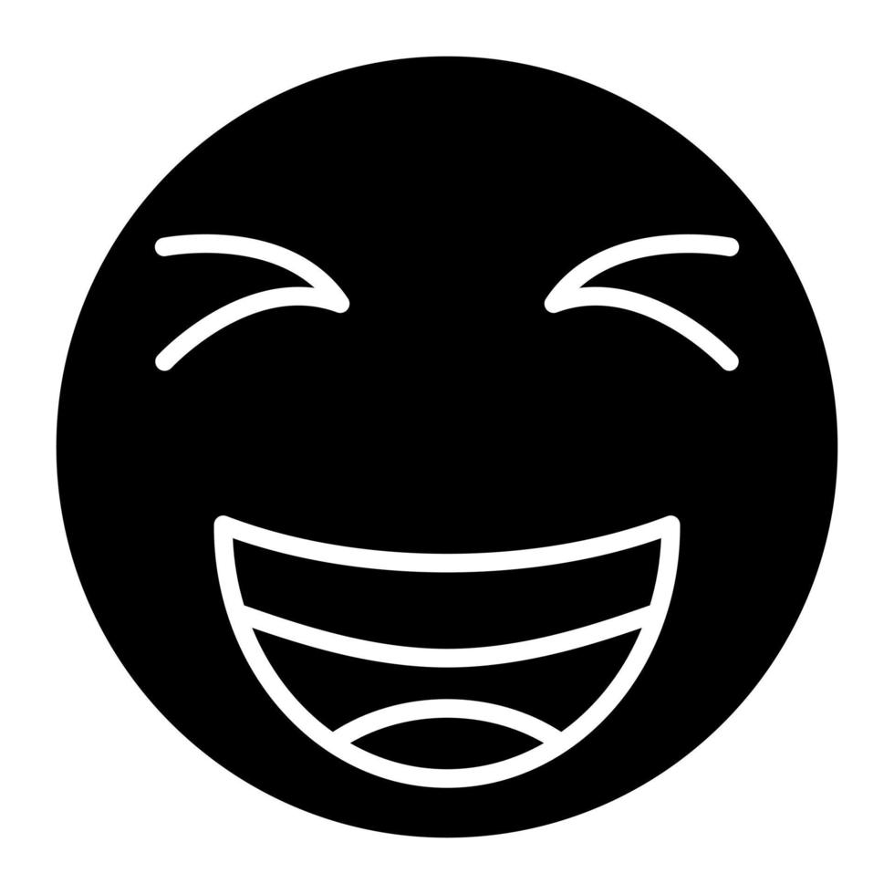 Grinning Squinting Face Glyph Icon vector