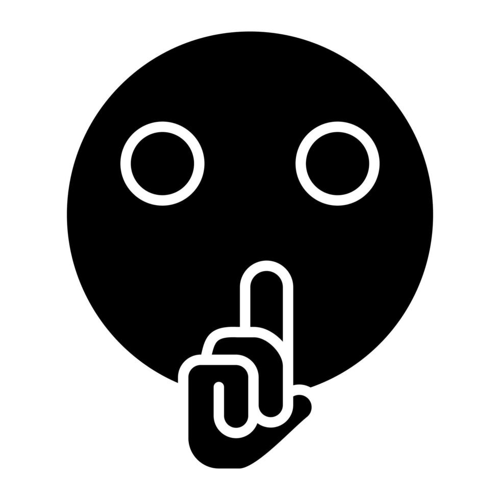 Shushing Face Glyph Icon vector