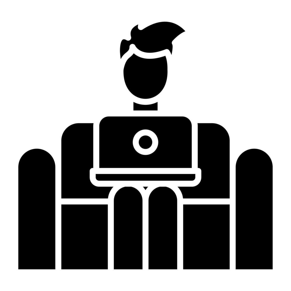 Working on Couch Glyph Icon vector