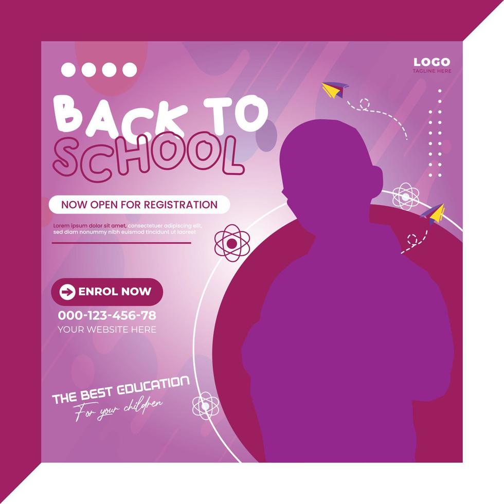 minimal back to school social media post vector