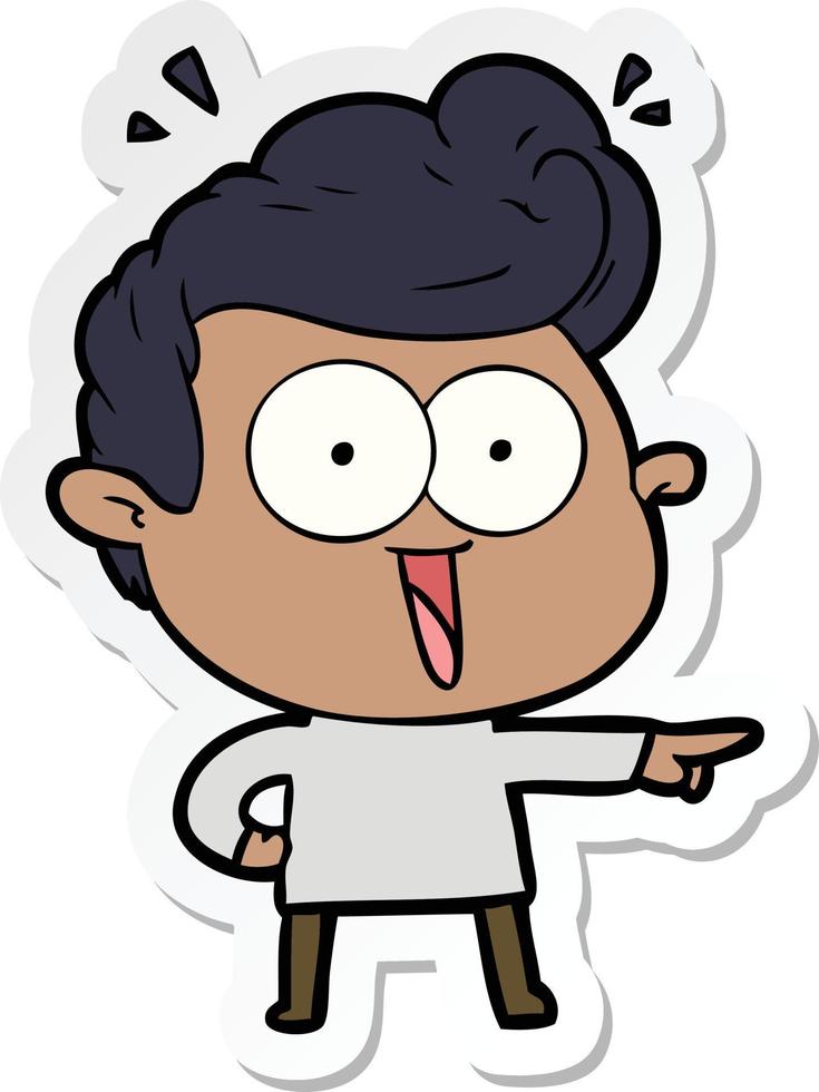 sticker of a cartoon excited man vector