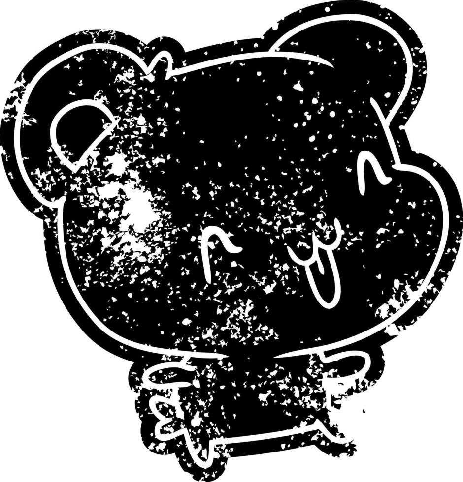 grunge icon kawaii cute happy bear vector