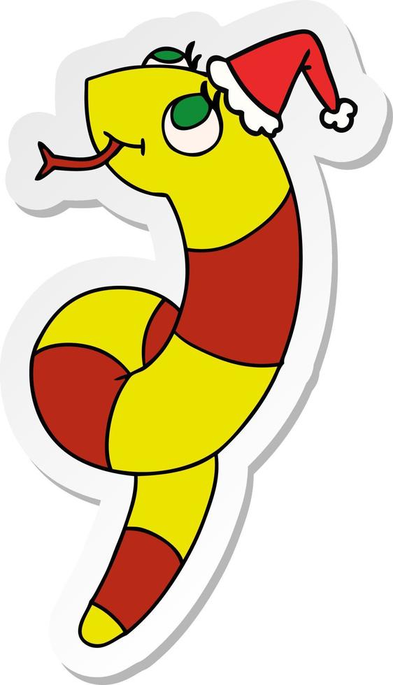 christmas sticker cartoon of kawaii snake vector