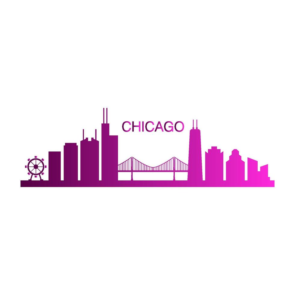 Chicago skyline illustrated vector