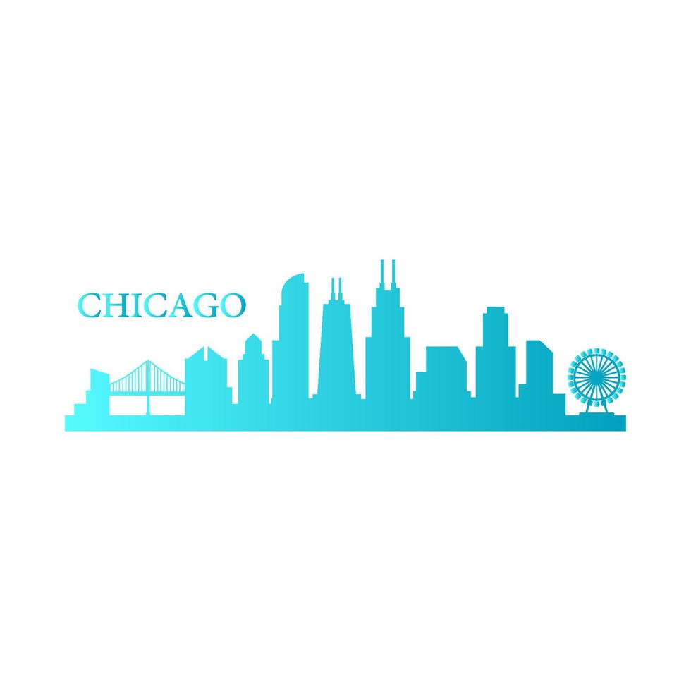 Chicago skyline illustrated vector